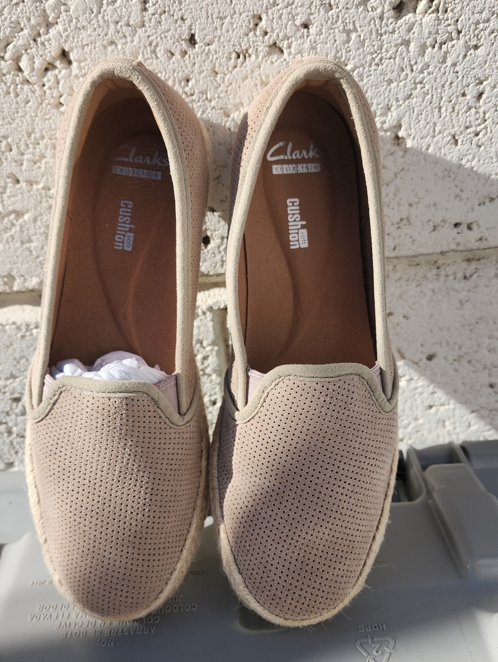 Clarks Women's Slip-On Perforated Espadrille Light Taupe
